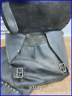 Vintage Leather Throw Over Saddlebags With Eagle Head For Harley Davidson Chopper