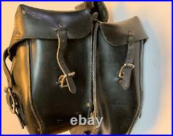Vintage Master Black Leather Motorcycle Throw-Over Saddlebags