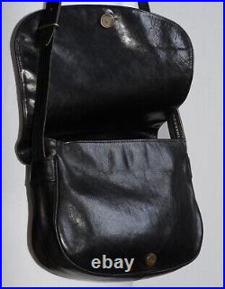 Vintage TEXIER, BLACK LEATHER, CROSSBODY / SHOULDER / SADDLE BAG Medium Size