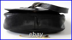Vintage TEXIER, BLACK LEATHER, CROSSBODY / SHOULDER / SADDLE BAG Medium Size
