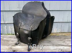 Vtg HARLEY B&S Distressed LEATHER OEM Throw-Over SADDLEBAGS Saddle Bags 91008-82