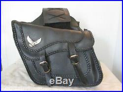 Willie & Max Black Leather Throw Over Saddle Bags