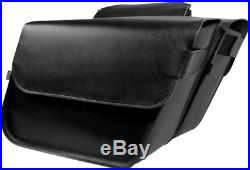 Willie & Max Black Throw Over Leather Raptor Motorcycle Saddlebags Harley