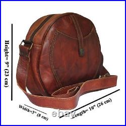 Women's Semi-Circular Vintage Brown Bag Genuine Leather Crossbody Office Handbag