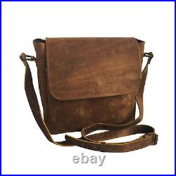 Womens Genuine Leather Bag Shoulder Crossbody Vintage Brown Satchel Work Handbag