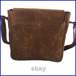 Womens Genuine Leather Bag Shoulder Crossbody Vintage Brown Satchel Work Handbag