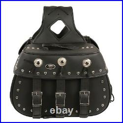 Zip-Off Triple Buckle PVC Throw Over Saddle Bag with Studs & Conchos SH652 ZB
